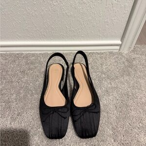 Zara Black Slingback Flats with Bow